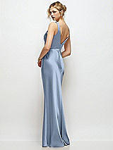 Rear View Thumbnail - Cloudy Sleeveless V-Neck Stretch Satin Bias Slip Maxi Dress