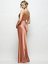 Rear View Thumbnail - Copper Penny Sleeveless V-Neck Stretch Satin Bias Slip Maxi Dress