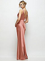 Rear View Thumbnail - Desert Rose Sleeveless V-Neck Stretch Satin Bias Slip Maxi Dress