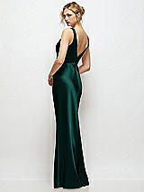 Rear View Thumbnail - Evergreen Sleeveless V-Neck Stretch Satin Bias Slip Maxi Dress
