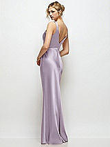 Rear View Thumbnail - Lilac Haze Sleeveless V-Neck Stretch Satin Bias Slip Maxi Dress