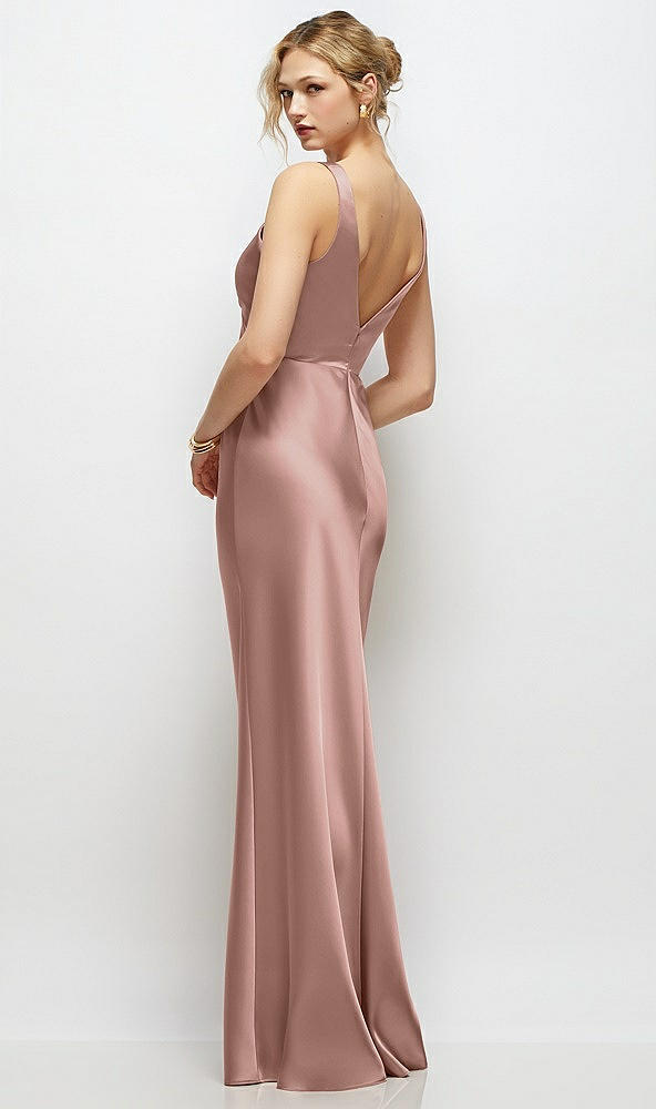 Back View - Neu Nude Sleeveless V-Neck Stretch Satin Bias Slip Maxi Dress
