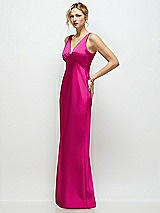 Side View Thumbnail - Think Pink Sleeveless V-Neck Stretch Satin Bias Slip Maxi Dress