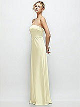 Side View Thumbnail - Butter Yellow Strapless A-Line Stretch Satin Maxi Dress