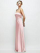 Side View Thumbnail - Ballet Pink Strapless A-Line Stretch Satin Maxi Dress