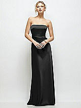 Front View Thumbnail - Black Strapless A-Line Stretch Satin Maxi Dress