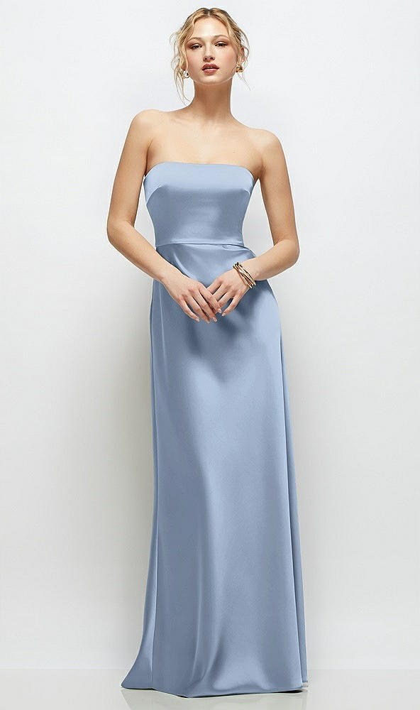Front View - Cloudy Strapless A-Line Stretch Satin Maxi Dress