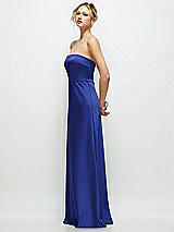 Side View Thumbnail - Cobalt Blue Strapless A-Line Stretch Satin Maxi Dress