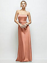 Front View Thumbnail - Copper Penny Strapless A-Line Stretch Satin Maxi Dress
