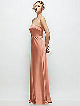 Side View Thumbnail - Copper Penny Strapless A-Line Stretch Satin Maxi Dress