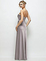 Rear View Thumbnail - Cashmere Gray Strapless A-Line Stretch Satin Maxi Dress