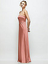 Side View Thumbnail - Desert Rose Strapless A-Line Stretch Satin Maxi Dress
