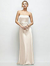 Front View Thumbnail - Oat Strapless A-Line Stretch Satin Maxi Dress