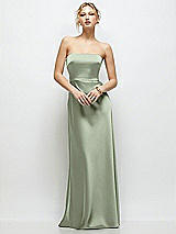 Front View Thumbnail - Sage Strapless A-Line Stretch Satin Maxi Dress