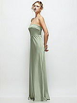Side View Thumbnail - Sage Strapless A-Line Stretch Satin Maxi Dress