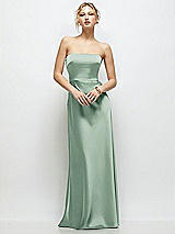 Front View Thumbnail - Seagrass Strapless A-Line Stretch Satin Maxi Dress