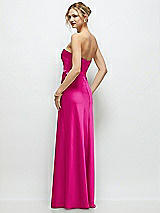 Rear View Thumbnail - Think Pink Strapless A-Line Stretch Satin Maxi Dress