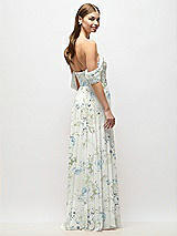 Rear View Thumbnail - Bleu Garden Off-the-Shoulder Basque Corset Floral Chiffon Maxi Dress
