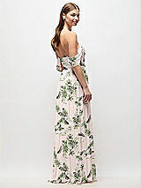 Rear View Thumbnail - Palm Beach Print Off-the-Shoulder Basque Corset Floral Chiffon Maxi Dress
