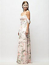 Side View Thumbnail - Blush Garden Off-the-Shoulder Basque Corset Floral Chiffon Maxi Dress