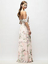 Rear View Thumbnail - Blush Garden Off-the-Shoulder Basque Corset Floral Chiffon Maxi Dress