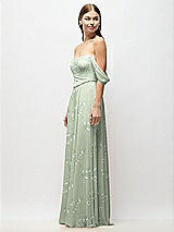 Side View Thumbnail - Vintage Primrose Sage Off-the-Shoulder Basque Corset Floral Chiffon Maxi Dress