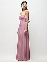 Side View Thumbnail - Dusty Pink Off-the-Shoulder Basque Corset Chiffon Maxi Dress