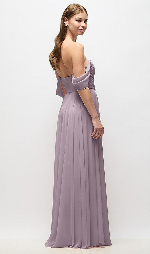 Back View - Lilac Dusk Off-the-Shoulder Basque Corset Chiffon Maxi Dress