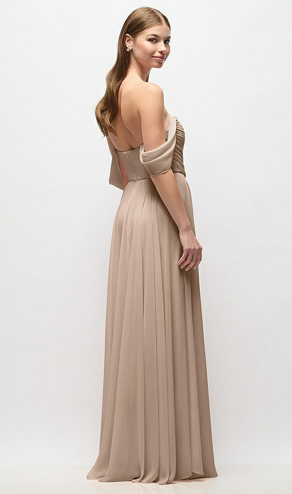 Back View - Topaz Off-the-Shoulder Basque Corset Chiffon Maxi Dress