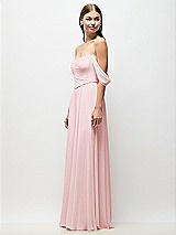 Side View Thumbnail - Ballet Pink Off-the-Shoulder Basque Corset Chiffon Maxi Dress