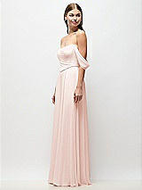 Side View Thumbnail - Blush Off-the-Shoulder Basque Corset Chiffon Maxi Dress