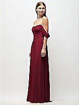 Side View Thumbnail - Burgundy Off-the-Shoulder Basque Corset Chiffon Maxi Dress