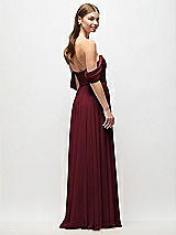 Rear View Thumbnail - Cabernet Off-the-Shoulder Basque Corset Chiffon Maxi Dress