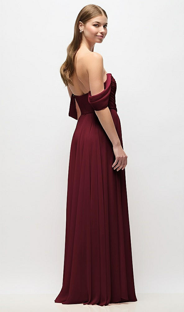 Back View - Cabernet Off-the-Shoulder Basque Corset Chiffon Maxi Dress