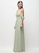 Side View Thumbnail - Celadon Off-the-Shoulder Basque Corset Chiffon Maxi Dress