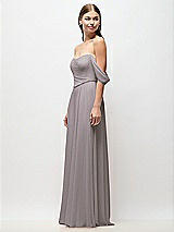 Side View Thumbnail - Cashmere Gray Off-the-Shoulder Basque Corset Chiffon Maxi Dress