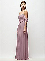 Side View Thumbnail - Dusty Rose Off-the-Shoulder Basque Corset Chiffon Maxi Dress