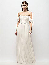 Front View Thumbnail - Ivory Off-the-Shoulder Basque Corset Chiffon Maxi Dress