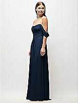 Side View Thumbnail - Midnight Navy Off-the-Shoulder Basque Corset Chiffon Maxi Dress
