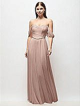 Front View Thumbnail - Neu Nude Off-the-Shoulder Basque Corset Chiffon Maxi Dress