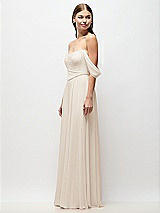 Side View Thumbnail - Oat Off-the-Shoulder Basque Corset Chiffon Maxi Dress