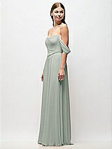 Side View Thumbnail - Willow Green Off-the-Shoulder Basque Corset Chiffon Maxi Dress