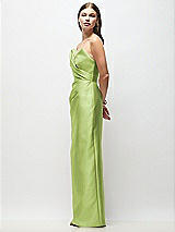 Side View Thumbnail - Mojito Strapless Asymmetrical Draped Satin Column Maxi Dress