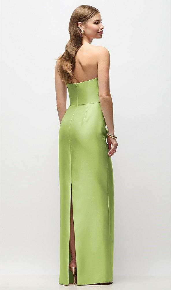 Back View - Mojito Strapless Asymmetrical Draped Satin Column Maxi Dress