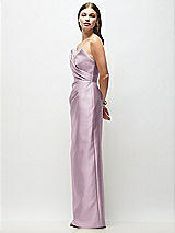 Side View Thumbnail - Suede Rose Strapless Asymmetrical Draped Satin Column Maxi Dress