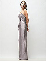 Side View Thumbnail - Cashmere Gray Strapless Asymmetrical Draped Satin Column Maxi Dress
