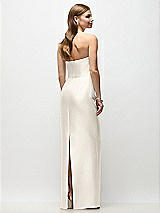 Rear View Thumbnail - Ivory Strapless Asymmetrical Draped Satin Column Maxi Dress