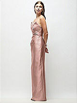 Side View Thumbnail - Neu Nude Strapless Asymmetrical Draped Satin Column Maxi Dress