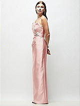 Side View Thumbnail - Rose Strapless Asymmetrical Draped Satin Column Maxi Dress