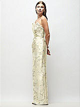 Side View Thumbnail - Butter Yellow Floral Strapless Asymmetrical Draped Satin Column Floral Maxi Dress